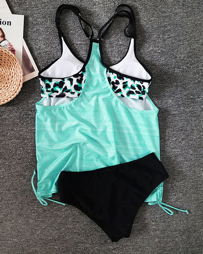Augustus | Ensfarvet tankini med leopardprint