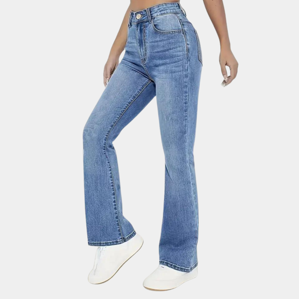 Rinka | Højtaljet, Udslået Denim