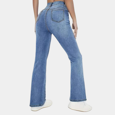 Rinka | Højtaljet, Udslået Denim