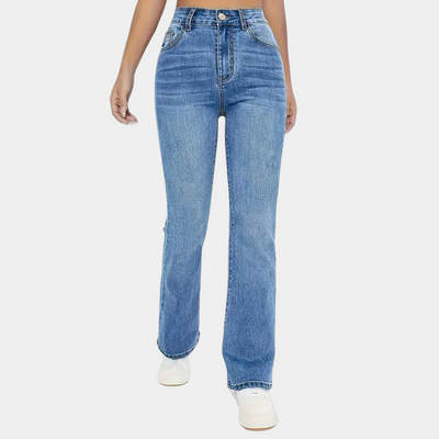 Rinka | Højtaljet, Udslået Denim