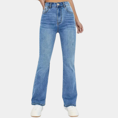 Rinka | Højtaljet, Udslået Denim
