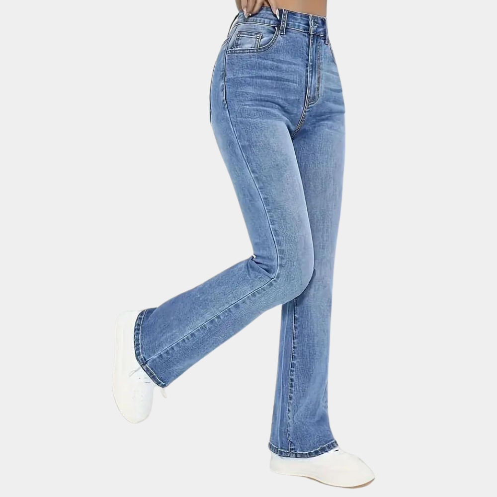 Rinka | Højtaljet, Udslået Denim