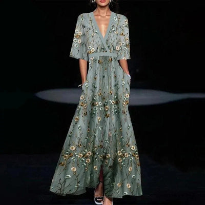 Sofia | Elegant Blomster Maxi Kjole
